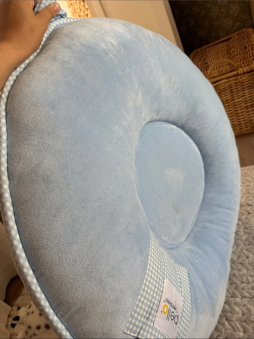 Pello GooseWaddle Soft Comfortable Floor Cushion for Children in blue gingham